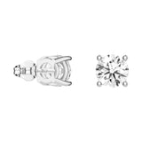 MSBLUE®White 2 Ct. DEW Round Brilliant 4-Prong Solitaire Stud Earrings | Alternative | D Color VVS1 Clarity | Hypoallergenic, For Anniversary, Gift, Women
