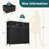 Atilioo Dresser for Bedroom with 9 Drawers, Anti-Tip Tall Fabric Chests Storage Organizer Tower Furniture with Wooden Top Metal Frame for Clothes, Closet, Living Room, Hallway, Entryway