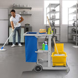 Dryser Commercial Janitorial Cleaning Cart on Wheels - Housekeeping Caddy with Shelves