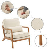 Bonnlo Fine Beige Accent Chairs Set of 2, Upholstered Mid Century Modern Lounge Fabric Chairs