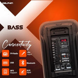 Dolphin BoxParty 212 Dual 12" Portable Bluetooth Party Speaker – Loud Sound with Deep Bass, LED Lights, PA System, 5-Band Equalizer, and Expandable Battery