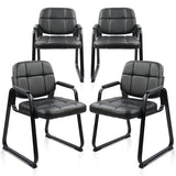 Waiting Room Guest Chair with Bonded Leather Padded Arm Rest for Office Reception