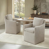 Upholstered Dining Chairs with Casters, No Assembly Modern Accent Armchair with Rollers for Dining Room, 4 Box