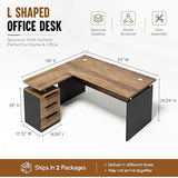 SAINTCY 63" Modern L Shaped Executive Desk with Lockable Drawer