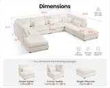Oversized Corduroy Couch Modular Sectional Sofa, Washable Cloud Couch Sectional with 4 Ottoman, 8 Seater Sectional Couches for Living Room