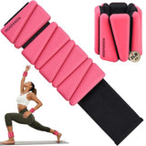 INDEPANDIA Wrist Ankle Weights for Women & Men, 4lbs Adjustable Weighted Bangles to Boost Calorie Burn & Strength, Arm & Leg Weights, Hot Pink