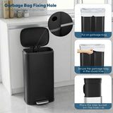 8 Gal Kitchen Trash Can, 30L Recycling or Garbage Bin, Brushed Stainless Steel Waste Basket