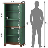 SAVOR LIFE 70" Tall Green Bookshelf,5 Tier Wooden Book Shelf with Adjustable Shelves & Wood Legs
