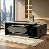 LBCZJYX Executive L Shaped Desk with Drawers, Large Wood Office Furniture