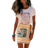 Talakeno Womens Summer Floral Wrap Short Skirt Tie Side High Waist A Line Beach Vacation Boho Mini Skirt(Multicolor,S)