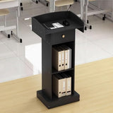 Lecterns Podium Luxury Podium Stand Wood Lecterns Pulpits for Churches with Drawers and Open Storage
