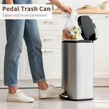 PayLessHere Trash Can with Lid, 13 Gallon (50L) Stainless Steel Kitchen & Office