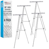 U.S. Art Supply 66" High Classroom Silver Aluminum Flip Chart Easel & Presentation Stand