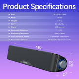 Nylavee Computer Speakers, Hi-Fi Stereo Computer Sound Bar with Bluetooth & 3.5mm Aux, USB/USB-C Powered for Desktop PC, Laptop & Monitor
