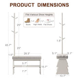 YQJJGL Coat Rack with Shoe Storage,Entryway Shoe Bench whit 8 Hook for Offices Bedroom Living Room,Small Shoe Bench,Walnut