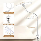 Led Desk Lamp for Home Office, Eye-care Architect Light with Clamp, Smart Double Head Computer Monitor Table Clip Lamp, White and Sliver