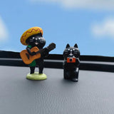RCASGCAT Mini Cat Desk Figurines, Cute Computer Monitor Miniature Cat Desk Set for Office, Rearview Mirror, Home Decor