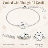 Sttrzop Paw Print Memorial Bracelet for Pet Loss, Pet Memorial Gifts for Loss of Dog or Cat, Rainbow Bridge Sympathy Bracelet for Women Men, Remembrance Gift for Pet Lovers