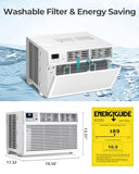 Electactic Window AC Unit, 10000 BTU Window Air Conditioner, Cool Rooms up to 450 Sq.Ft., 6-in-1 Modes,24H Timer, Energy Saving, Remote Control, Perfect for Bedroom, Apartment, Living Room, Office