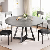 Jocoevol 51“ Round Kitchen Dining Room Table for 6-8, Circle Dining Dinner Table with Pedestal Metal Frame, Space Saving Wood