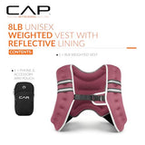 CAP 8LB Weighted Vest Rose – Unisex Workout Vest with Reflective Stripes, Phone Pouch, and Adjustable Fit for Walking, Running, Cardio, Strength Training