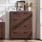 Joaxswe Farmhouse Dresser and Nightstand Sets 4 Piece, Walnut