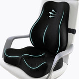 JIPORIER Seat Cushion & Lumbar Support Pillow Set for Office Chair, Ergonomic Pillow for Sciatica Pain Relief (Black)