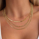 YOIHUR Gold Layered Necklaces for Women, 14K Gold Plated Dainty Necklace Chain Choker Necklaces Herringbone Necklace Set Gold Jewelry Gift for Women
