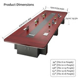 15FT Large Conference Table, 16-18 Person Rectangular Office Meeting Table