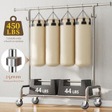 Heavy Duty Clothes Rack 75" Extra Wide, 450 LBS Clothing Rack with 4 Hooks, Lockable Wheels, Metal Garment Rack for Bedroom, Laundry Room, Commercial