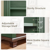 SAVOR LIFE 70" Tall Green Bookshelf,5 Tier Wooden Book Shelf with Adjustable Shelves & Wood Legs