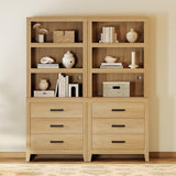 WAMPAT 74" Tall BookBookshelf, Large Farmhouse Bookcase with 3 Drawers