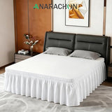 ANARACHON Full Bed Skirt, Elastic Wrap Around Bed Skirt Full Size, Bed Skirts for Adjustable Bed, Easy Fit with 18" Drop Length Tailored Drop Dust Ruffle (White)