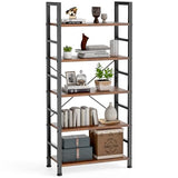 DUMOS 5 Tiers Bookshelf, Classical Modern Book Shelf, Tall Display Shelves in Living Room/Home/Office, Rustic Brown