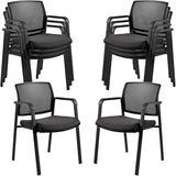 No Wheels Conference Room Chairs Set of 8, Stackable Office Guest Reception Chair with Armrests