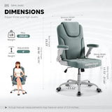 SEATZONE Cyan Office Chair Ergonomic Desk Chair with Lumbar Support, Flip-Up Arms, Adjustable Swivel Computer Chair with Wheels