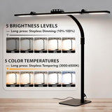 Galnolt LED Desk Lamp for Home Office with Base, 28.2" Adjustable Gooseneck Swing Arm Ultra Bright Desk Light, Dimmable Architect Table lamp