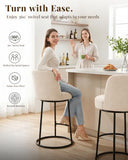 MOLENE 360° Swivel Bar Stools Set of 4, 26" H Modern Linen Counter Height Barstools
