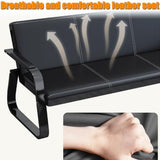 Waiting Room Bench with Arms, PU Leather Waiting Room Chairs, Office Guest Reception Chairs