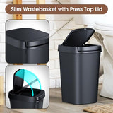 CEROELDA 3 Pack Bathroom Trash Can with Lid, 10L/2.6 Gal Small Garbage Can with Press Top Lid (Muti 1)