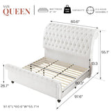 Jocisland Queen Size Bed Frame with Sleigh Headboard & Footboard, White