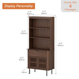 WAMPAT 72.8" Tall 7 Tiers Bookshelf with Doors & Drawer for Home Office