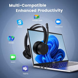 Wireless Headset with Mic for Work, Bluetooth Headset with Microphone for PC