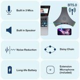 PolaTab Conference Speaker and Microphone, Bluetooth/USB/Dongle Speakerphone w/ 3+1 Mics, 360° Enhanced Voice Pickup