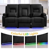 URRED Wall Hugger Power Reclining Loveseat Sofa，Black：77.3" - 3 Seats