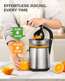 Amzpass Electric Orange Juicer, Citrus Juicer Squeezer with 2 Interchangeable Cones, 160W Electric Juicer Machine with Stainless Steel Body
