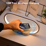 Donewin Wooden Bedside Lamp with 15W Fast Wireless Charger | Touch Control, 3 Color Modes, Clock & Stepless Dimming for Nightstand