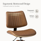 HULALA HOME Faux Leather Home Office Chair with Solid Wood Legs