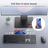 Wireless Keyboard & Mouse Combo, 2.4 GHz Dongle & Dual Bluetooth Connection, AES-128 Encryption,
