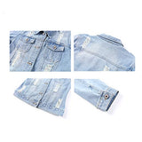 Hixiaohe Spring Summer Jean Jacket for Women Trendy Half Sleeve Button Down Short Denim Jacket Retro Cropped Trucker Coat